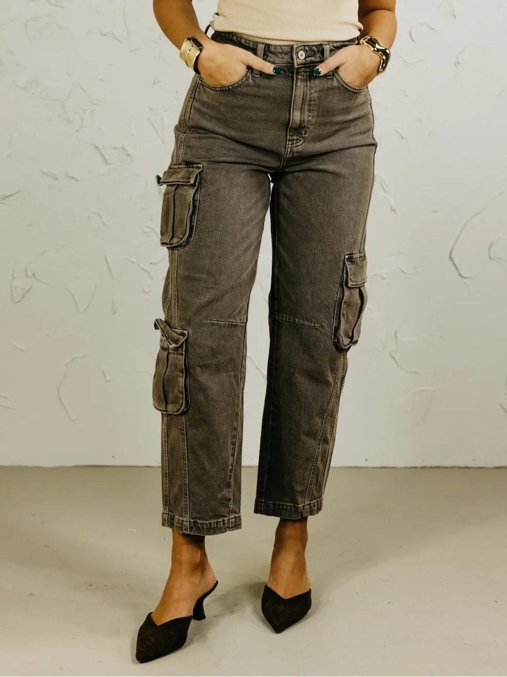 KanCan Denim High Rise Slim Balloon Cargo Denim